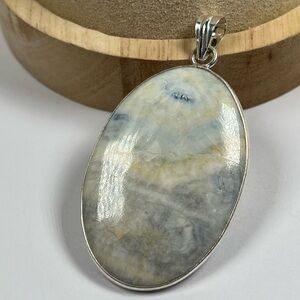 925 Sterling Silver Overlay Blue Rhodochrosite Gemstone Statement Pendant